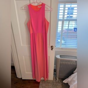 Annie Griffin Silk Maxi Dress Size 6, Pink and Orange